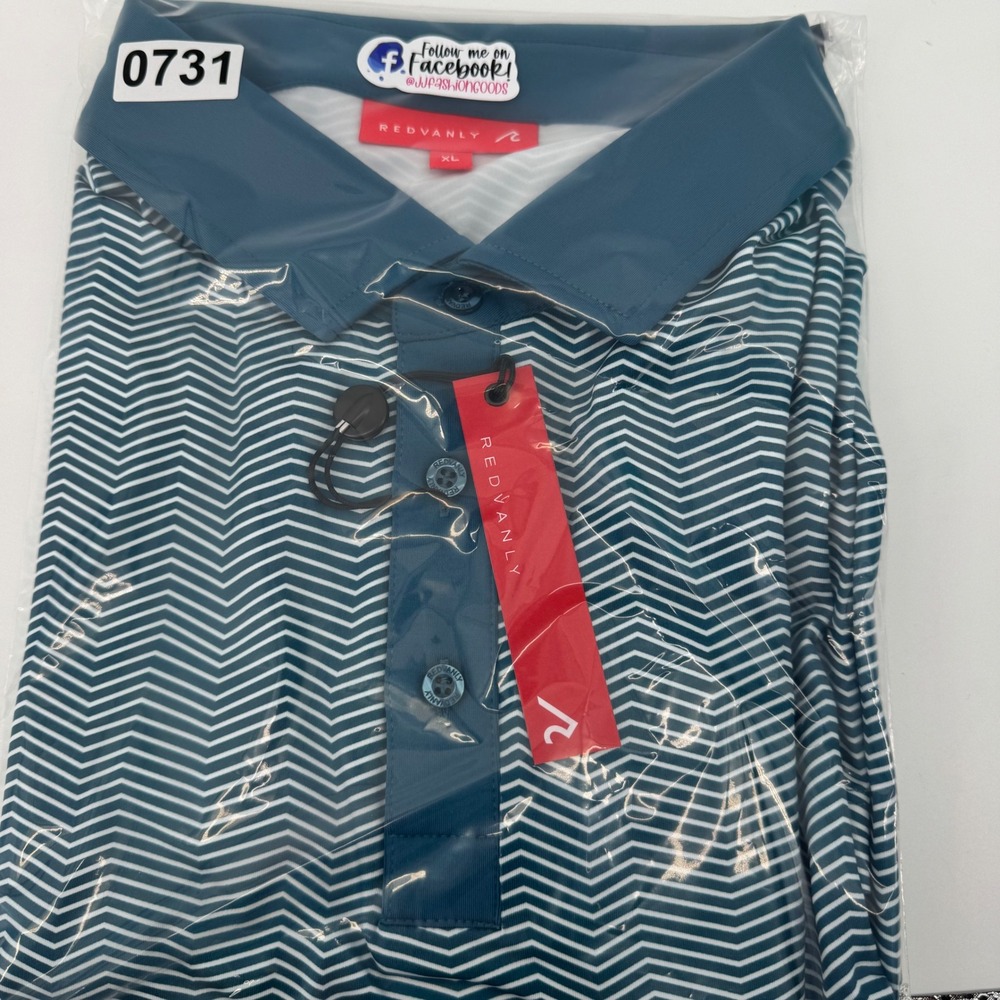 Redvanly Isola Polo Shirt Mens XL Corsair Teal Chevron Zigzag Golf R2383 NEW - Picture 15 of 15